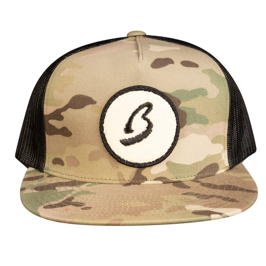 Fluffy Circle B Trucker Hat Camo