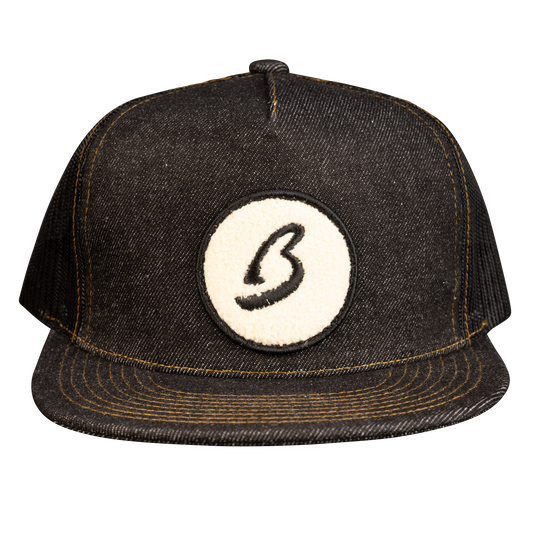 Fuzzy Circle B Trucker Hat Denim