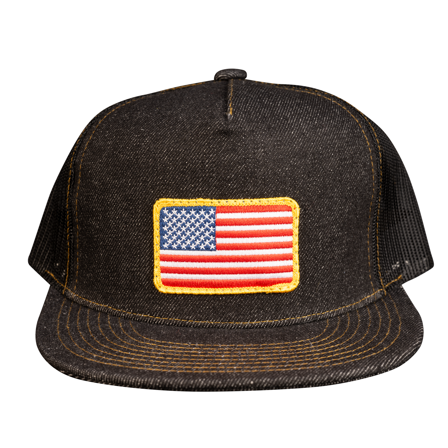 American Flag Denim Trucker Hat