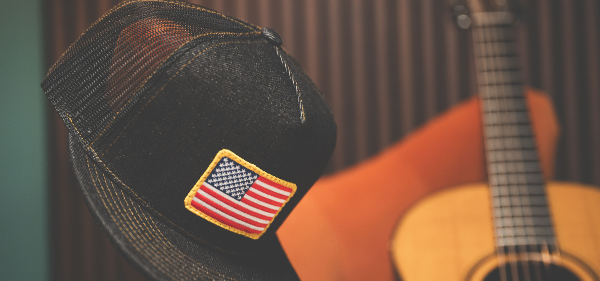 American Flag Denim Trucker Hat