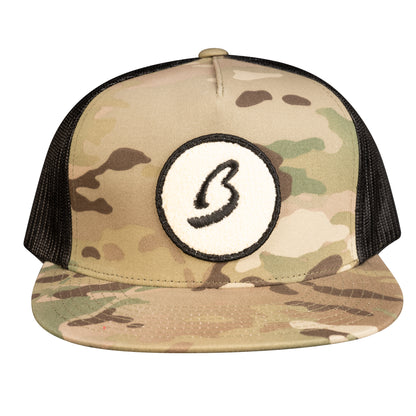 Fluffy Circle B Trucker Hat Camo