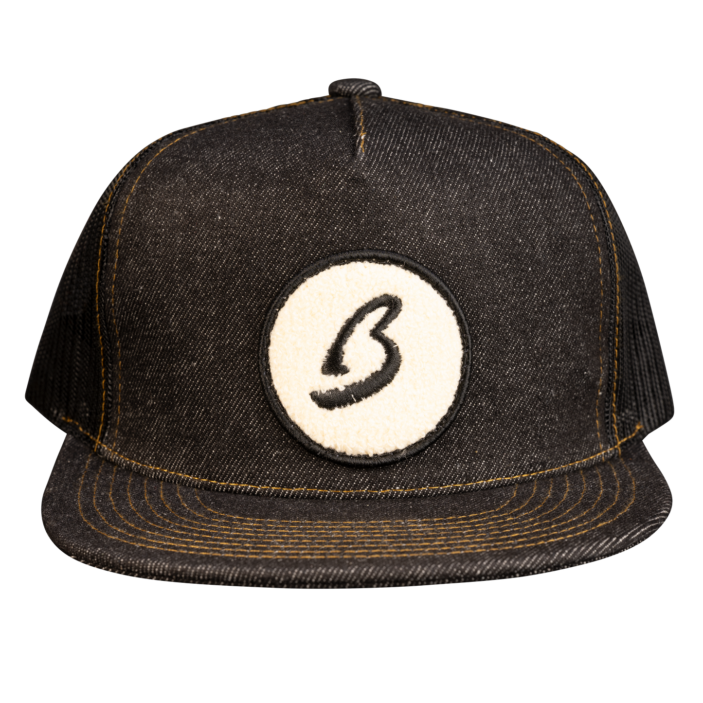 Fuzzy Circle B Trucker Hat Denim