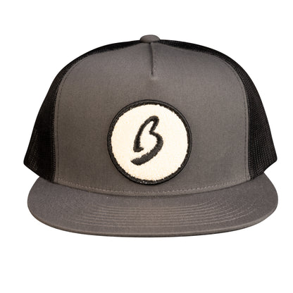 Fluffy Circle B Trucker Hat Grey
