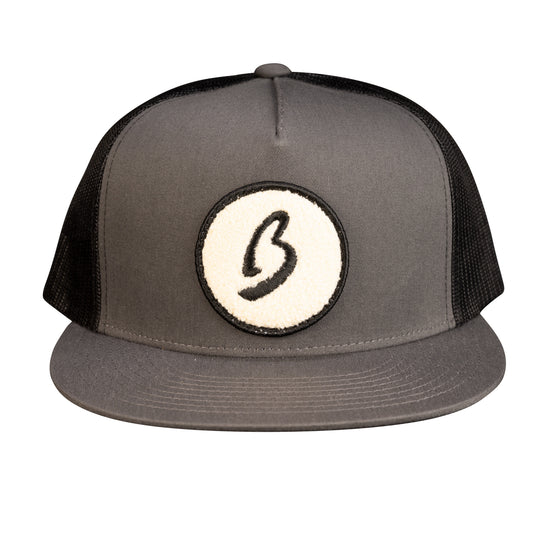 Fluffy Circle B Trucker Hat Grey