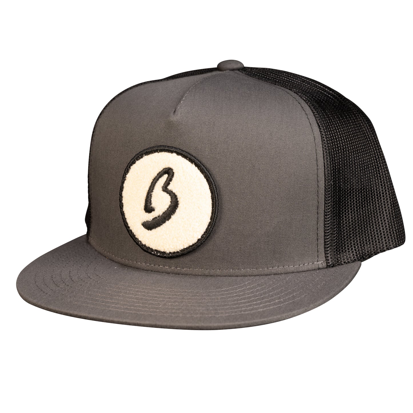 Fluffy Circle B Trucker Hat Grey