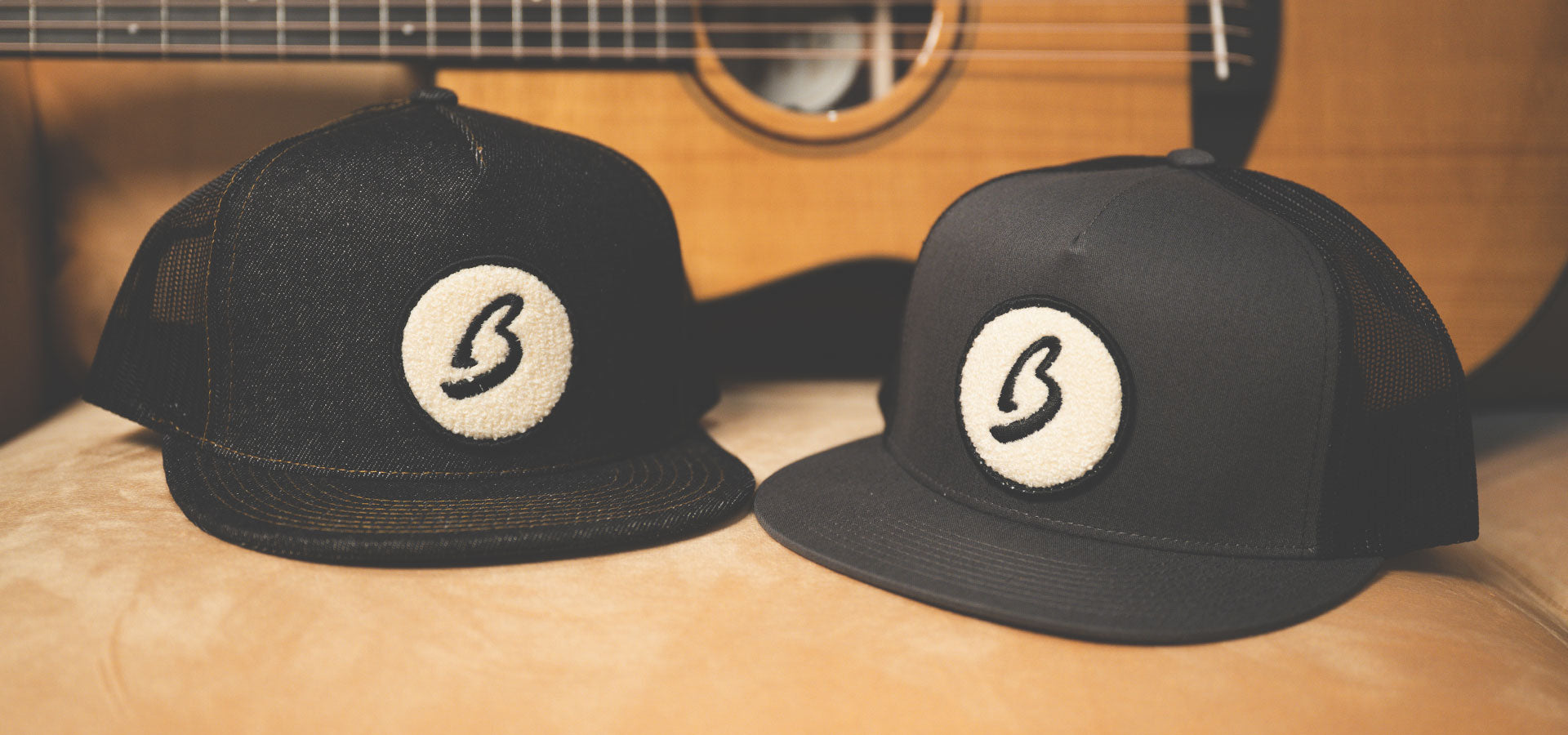 Fuzzy Circle B Trucker Hat Black